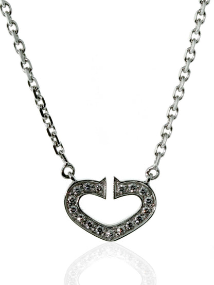 Cartier C Heart Diamond Necklace in 18k White Gold