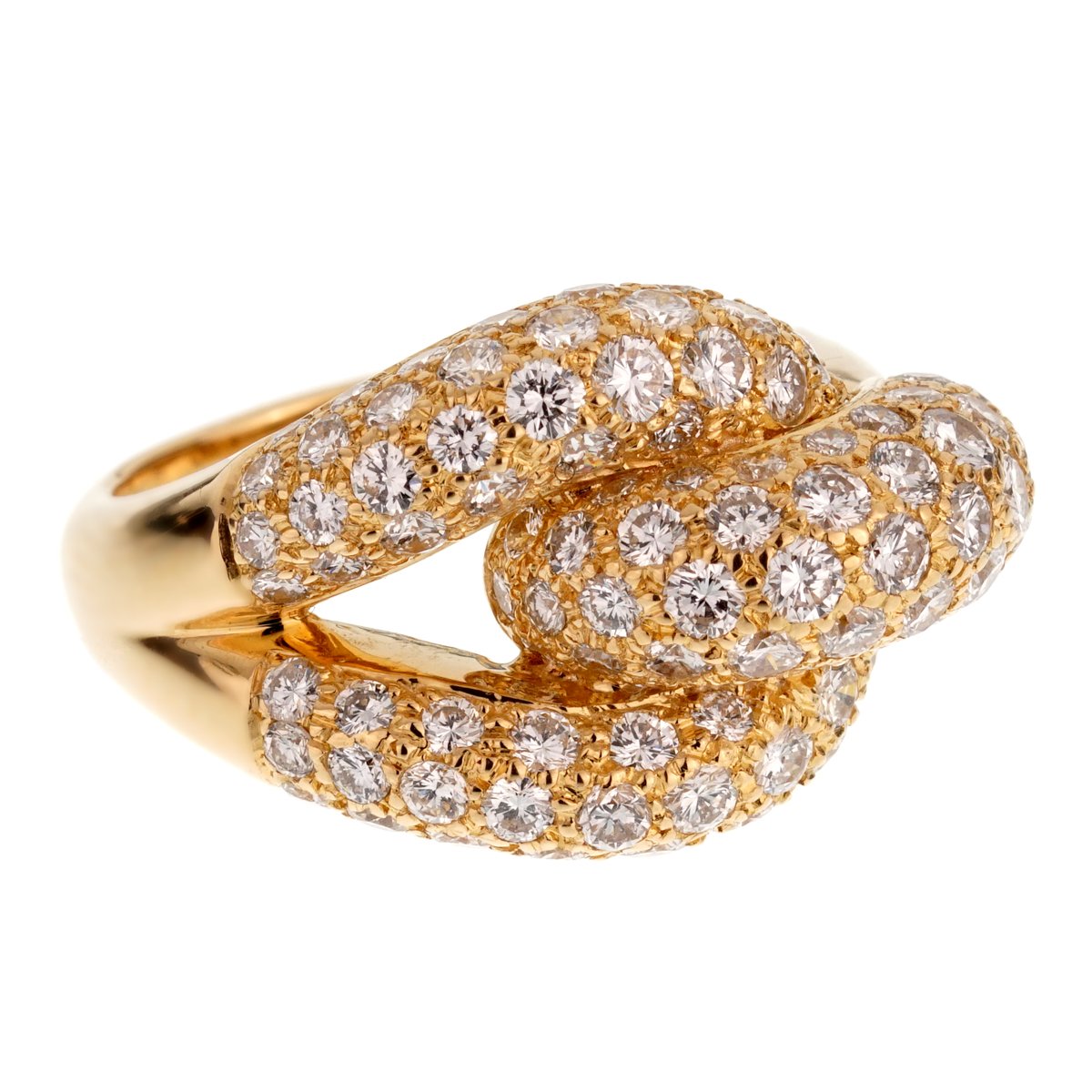 Cartier Diamond Knot 18k Yellow Gold Cocktail Ring Sz 6