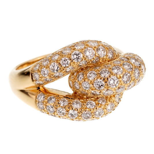 Cartier Diamond Knot 18k Yellow Gold Cocktail Ring Sz 6