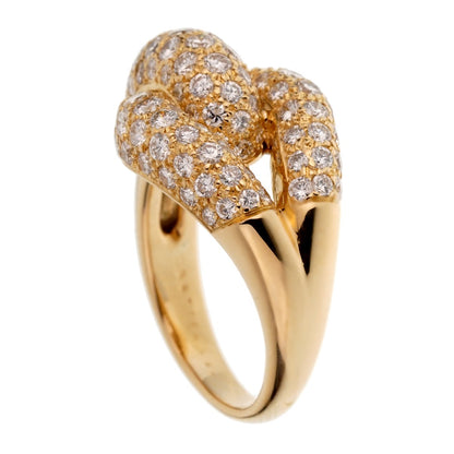 Cartier Diamond Knot 18k Yellow Gold Cocktail Ring Sz 6