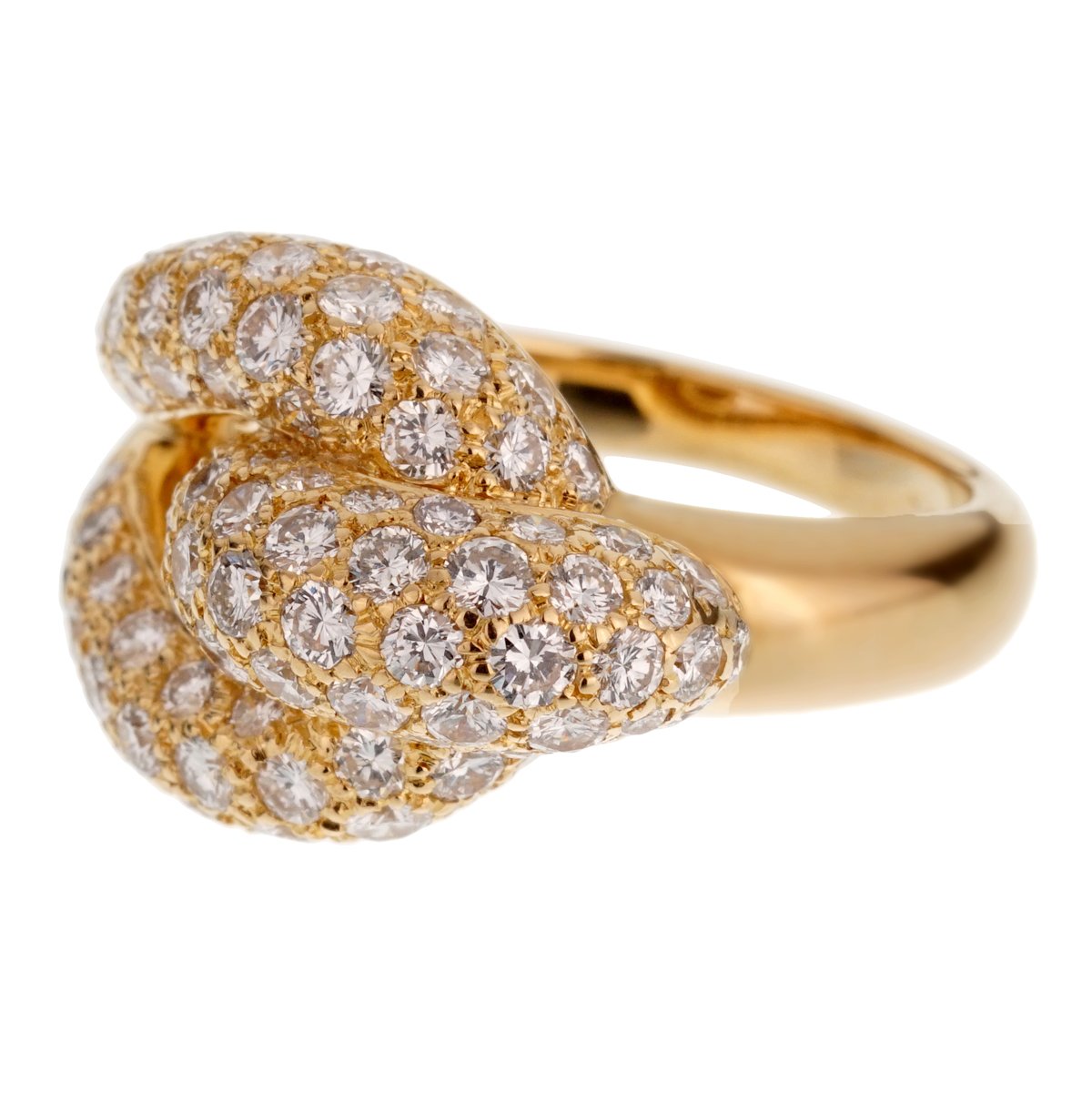 Cartier Diamond Knot 18k Yellow Gold Cocktail Ring Sz 6