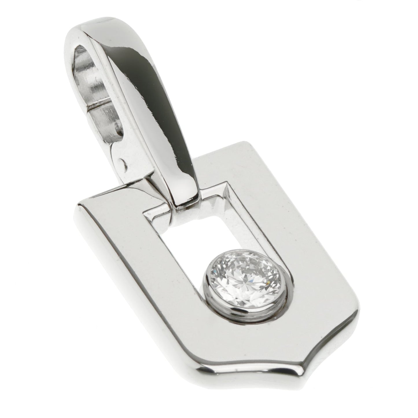 Cartier Diamond White Gold Solitaire Charm Pendant