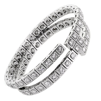 Cartier Tectonique Diamond 18k White Gold Double Wrap Bracelet