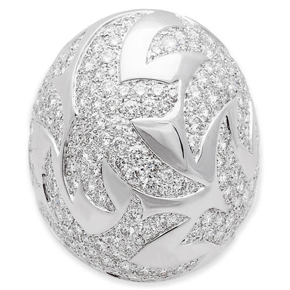 Cartier Dove of Peace Diamond 18k White Gold Bombe Cocktail Ring