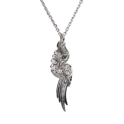 Cartier Fauna Flora Diamond 18k White Gold Bird Pendant Necklace