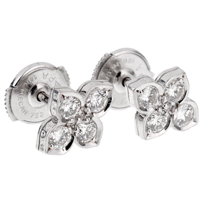 Cartier Flower Diamond White Gold Stud Earrings