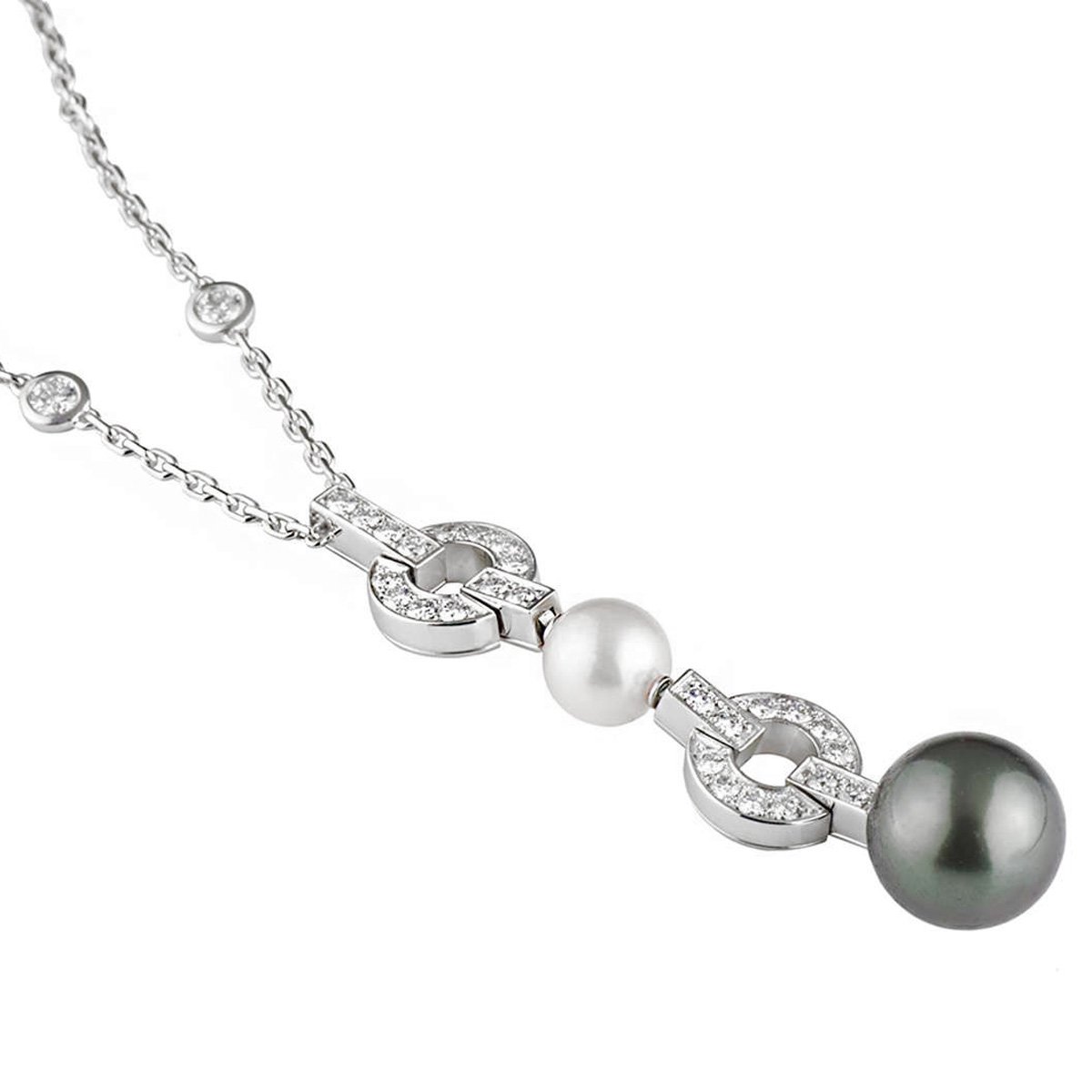 Cartier Himalia Pearl Diamond Drop White Gold Necklace