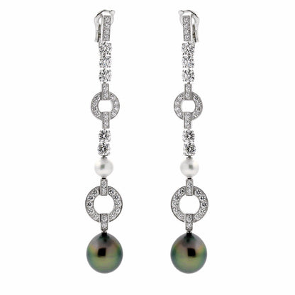 Cartier Himalia Pearl Diamond White Gold Earrings