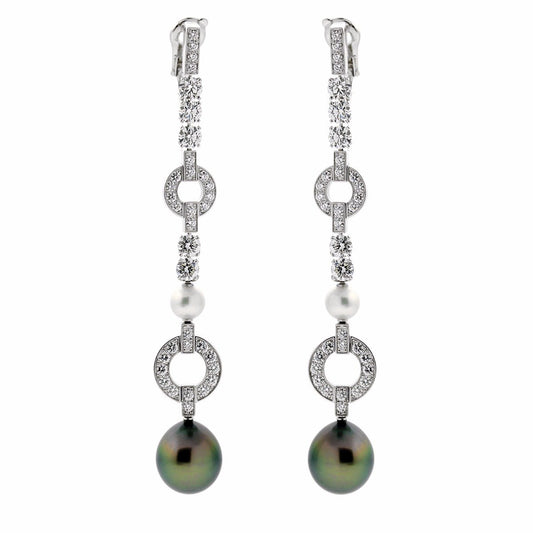 Cartier Himalia Pearl Diamond White Gold Earrings