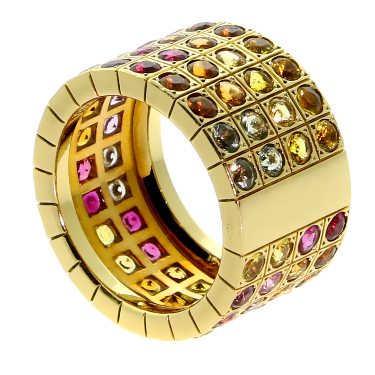 Cartier Lanieres Multicolor Sapphire Diamond Gold Ring