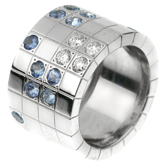 Cartier Lanieres Sapphire Diamond White Gold Ring Sz 4 1/2