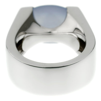 Cartier Large Chalcedony White Gold Cocktail Ring Sz 6 1/2