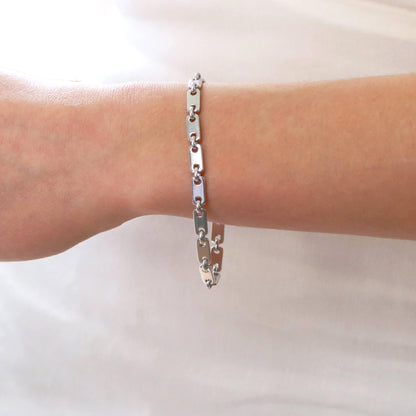 Cartier Lock & Key White Gold Chain Link Bracelet