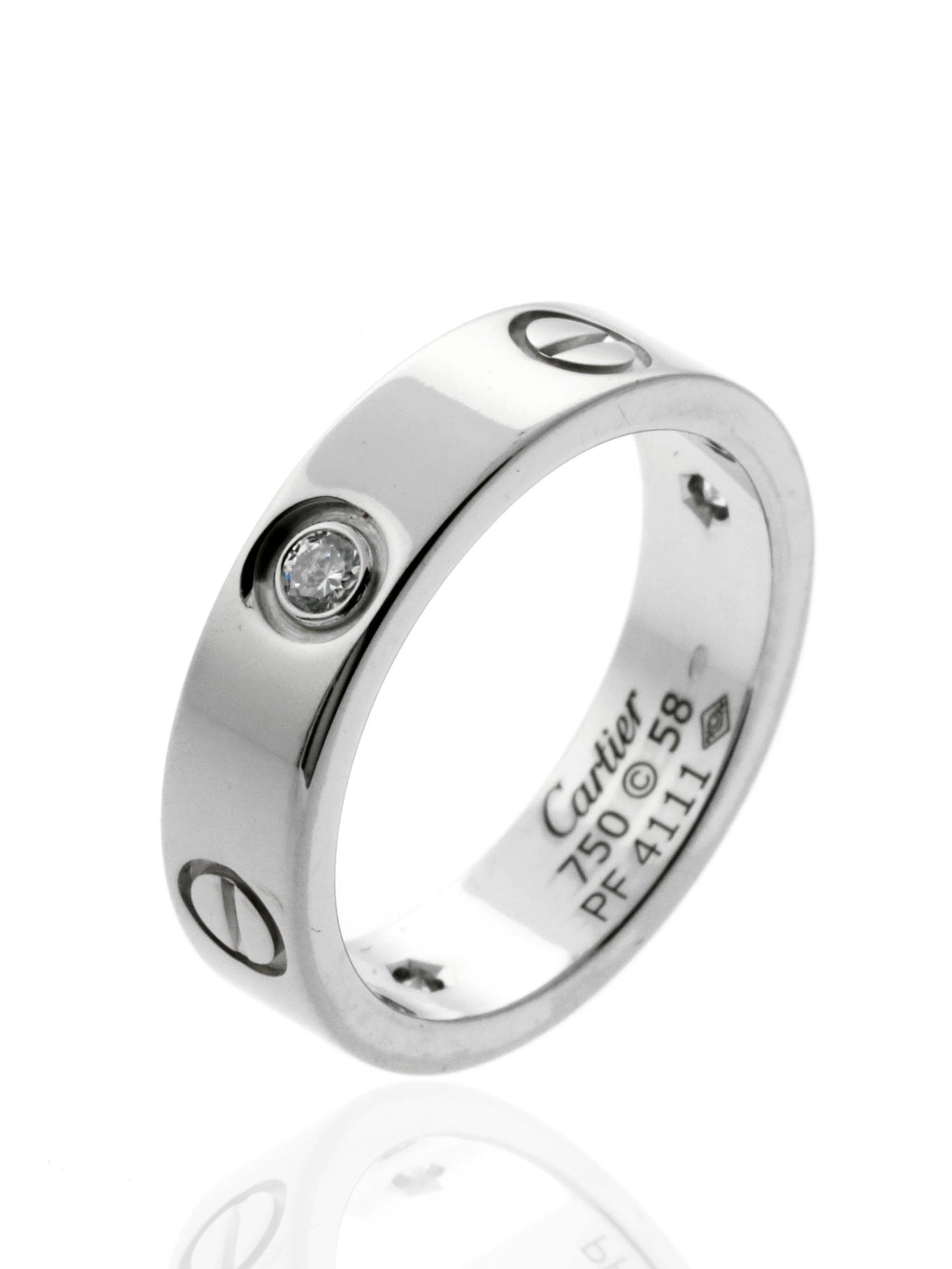 Cartier Love 3 Diamond Ring in 18k White Gold Sz 58