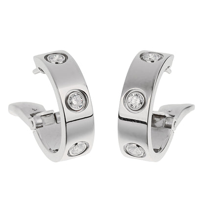 Cartier Love Classic 6 Diamond 18k White Gold Hoop Earrings