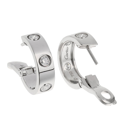Cartier Love Classic 6 Diamond 18k White Gold Hoop Earrings