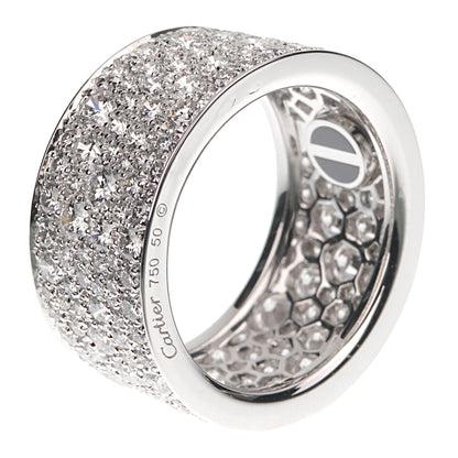 Cartier Love Ceramic Pave Diamond White Gold Ring Sz 5 1/4