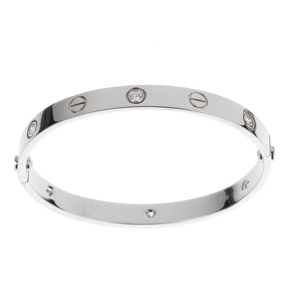 Cartier Love Classic 6 Diamond 18k White Gold Bangle Bracelet Sz 16
