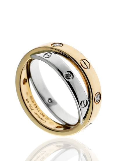 Cartier Love Diamond Ring in 18k White & Rose Gold