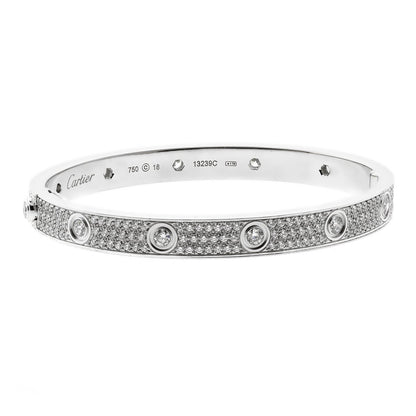 Cartier Love Pave Diamond White Gold Bangle Bracelet