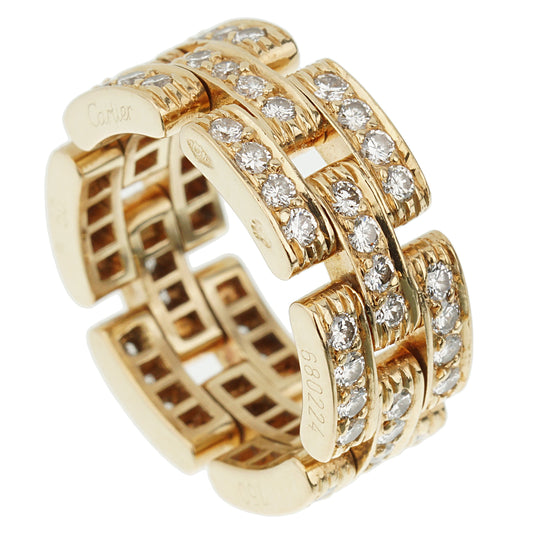 Cartier Maillon Panthere 3 Diamond Paved Rows Band Ring Sz 5