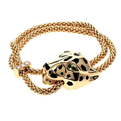 Cartier Panthere Head Diamond, Onyx Yellow Gold Bracelet
