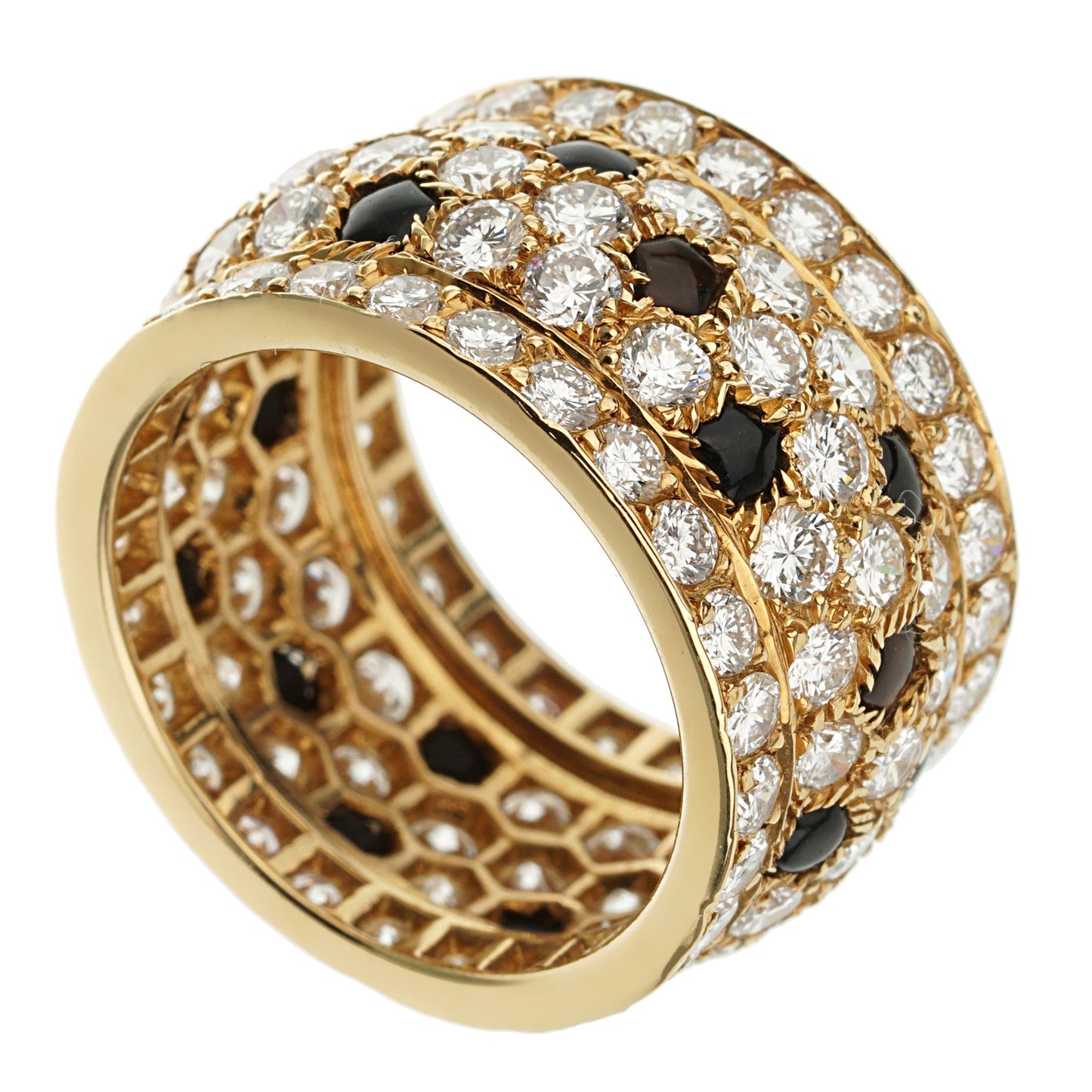 Cartier Panthere Nigeria Diamond Onyx 18k Yellow Gold Band Ring Sz 6 1/4