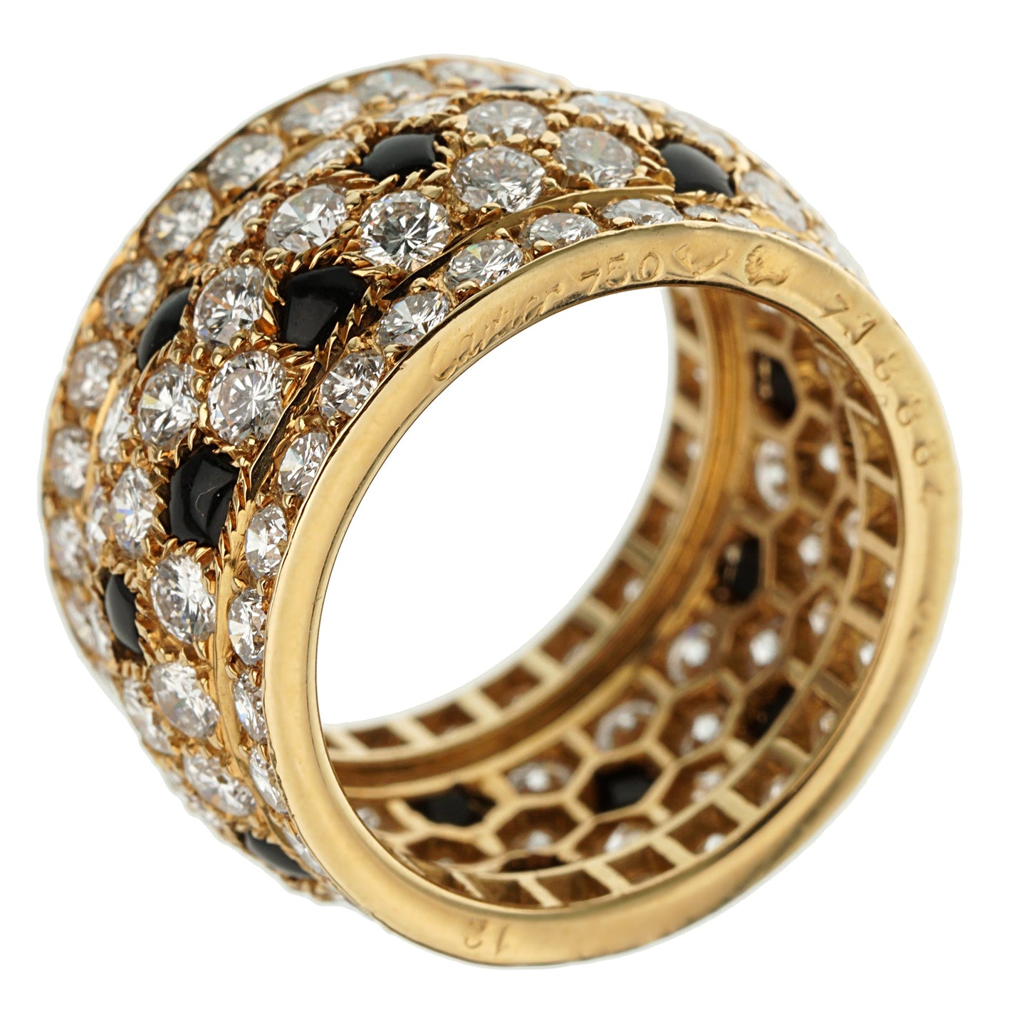 Cartier Panthere Nigeria Diamond Onyx 18k Yellow Gold Band Ring Sz 6 1/4