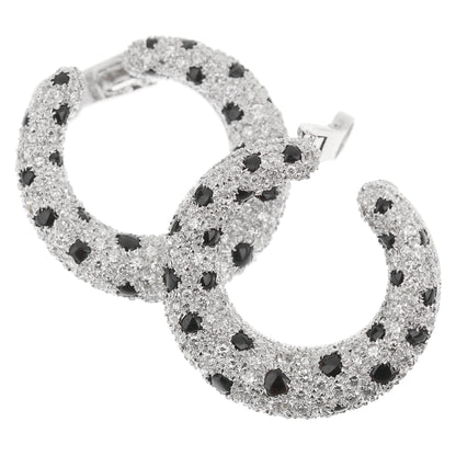 Cartier Panthere Onyx Diamond Platinum Hoop Earrings