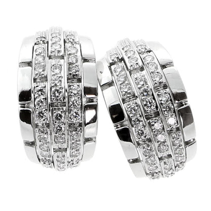 Cartier Panthere Oriane Diamond 18k White Gold Hoop Earrings