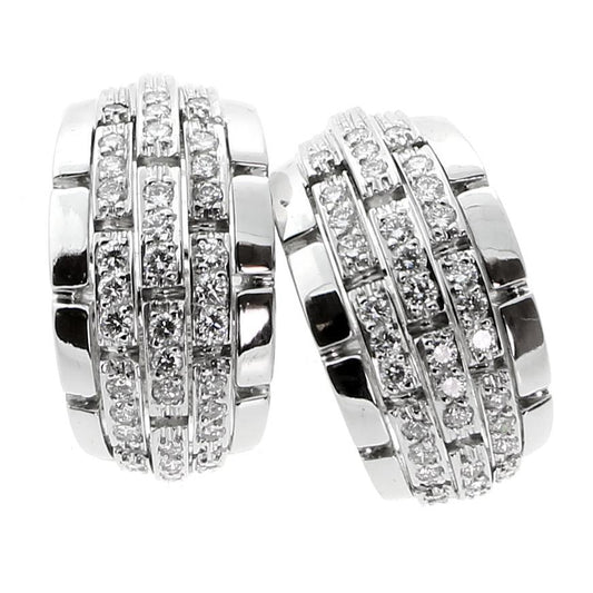 Cartier Panthere Oriane Diamond 18k White Gold Hoop Earrings