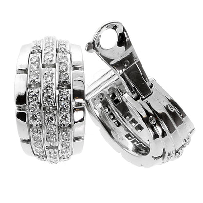 Cartier Panthere Oriane Diamond 18k White Gold Hoop Earrings