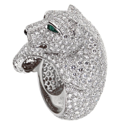 Cartier Panthere Pave Diamond Emerald White Gold Ring