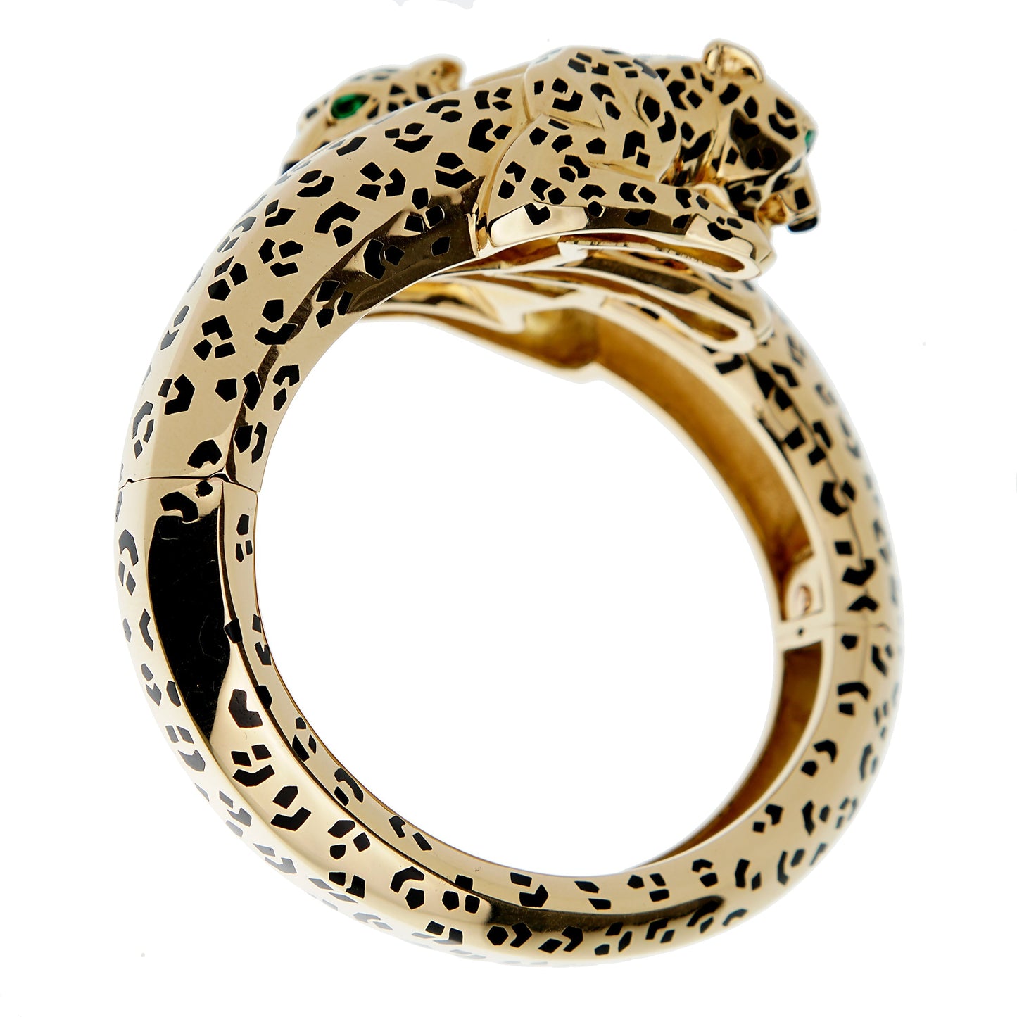 Cartier Panthere 18k Yellow Gold Enamel Bangle Bracelet
