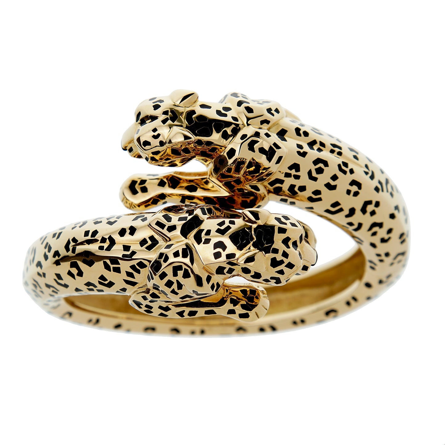 Cartier Panthere 18k Yellow Gold Enamel Bangle Bracelet