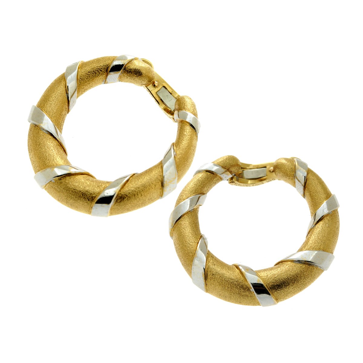 Cartier Paris 18k Yellow & Yellow Gold Hoop Earrings