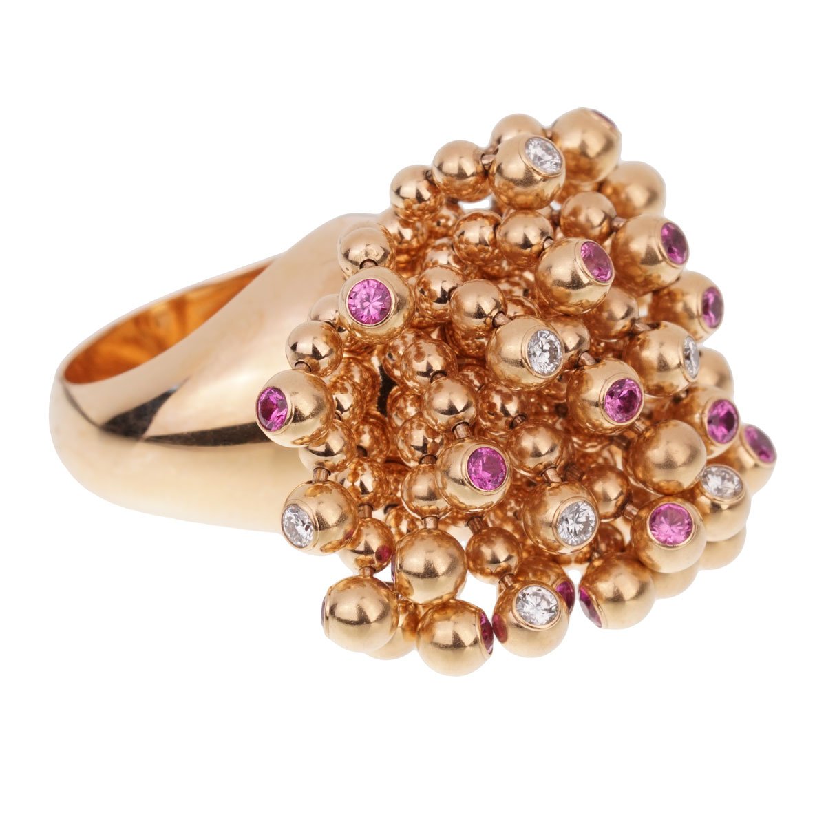 Cartier Paris Nouvelle Vague Pink Sapphire Diamond Rose Gold Ring