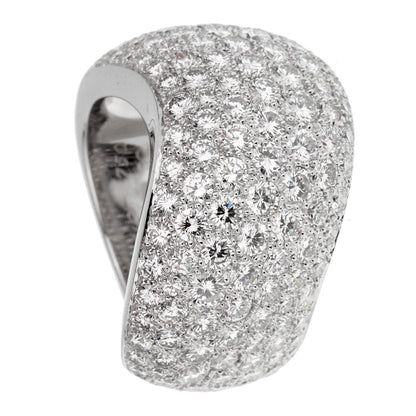 Cartier Pave Diamond 18k White Gold Cocktail Ring Size 6