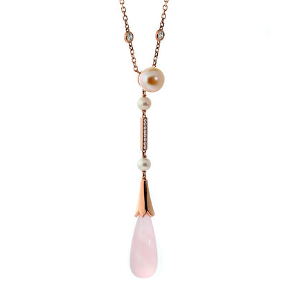 Cartier Monica Bellucci Pearl Diamond Rose Gold Pink Quartz Necklace