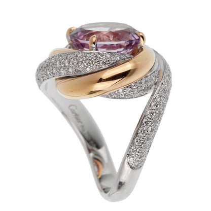 Cartier Trinity Ruban Amethyst Diamond White Gold Ring