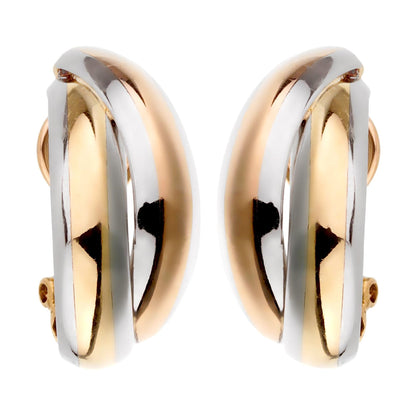 Cartier Vintage Trinity Rose Yellow Gold Stainless Steel Earrings