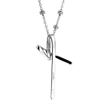 Casella Diamond White Gold Cross Necklace