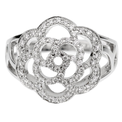 Chanel Camellia 18k White Gold Diamond Cocktail Ring