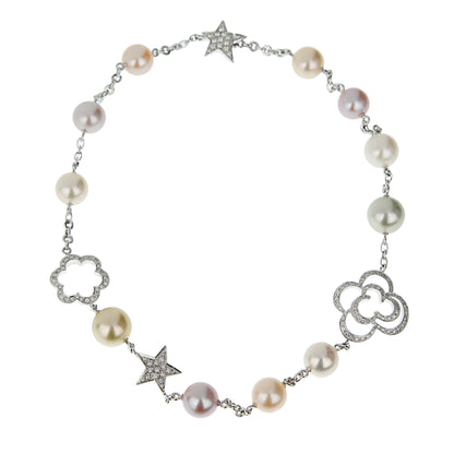 Chanel Camellia & Comete Motif Pearl Diamond White Gold Necklace