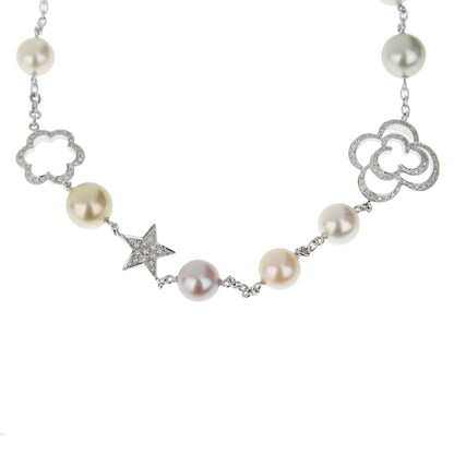 Chanel Camellia & Comete Motif Pearl Diamond White Gold Necklace