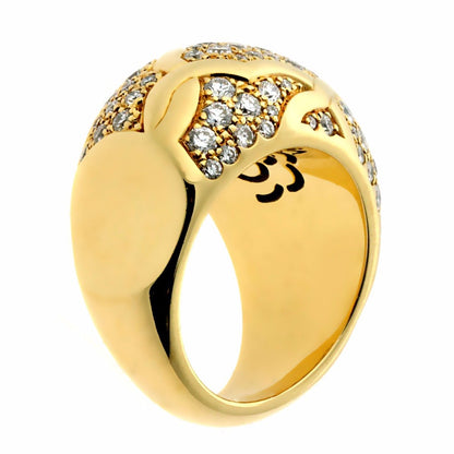 Chanel Camellia Flower Diamond Yellow Gold Bombe Cocktail Ring