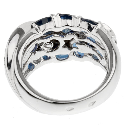 Chanel Comete Sapphire Diamond White Gold Ring Sz 5 3/4