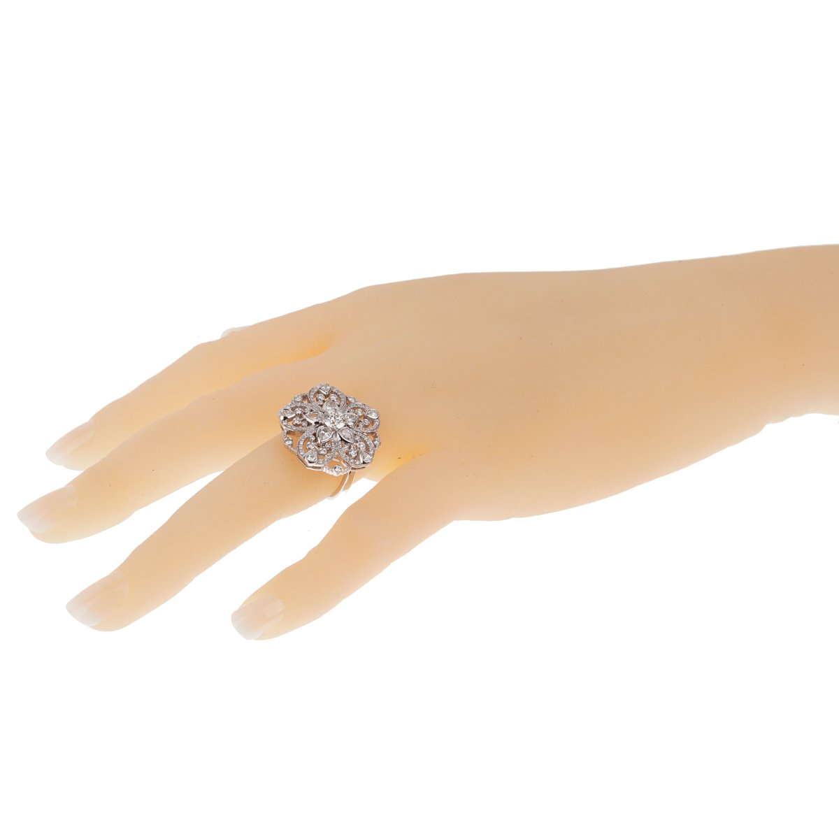 Chanel Diamond Flower Cocktail White Gold Ring