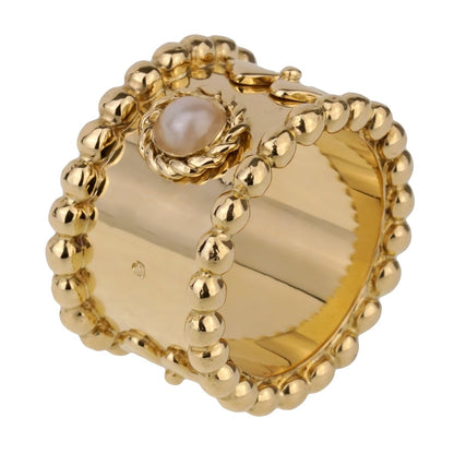 Chanel Lucky Pearl Gold Band Ring