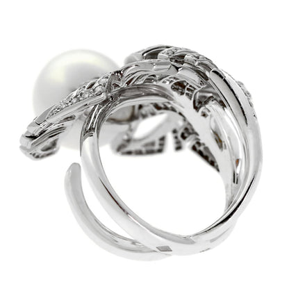 Chanel Pearl Diamond 18k White Gold Cocktail Ring